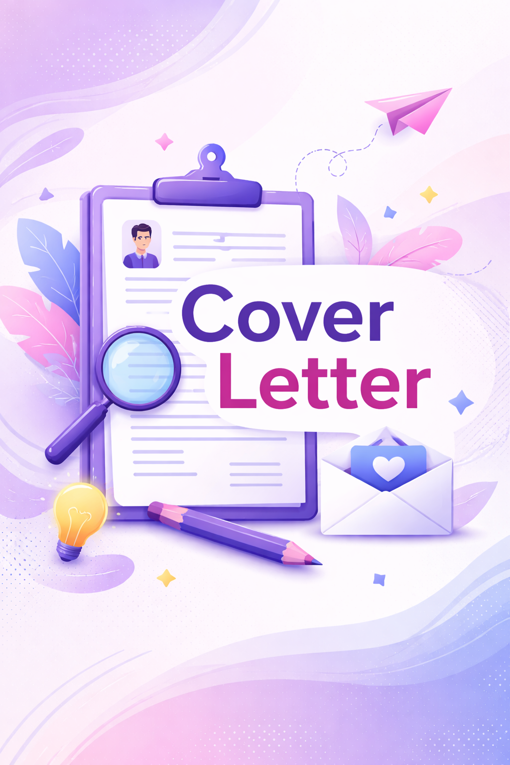 Professional cover letter thumbnail with modern UI design and customization options.