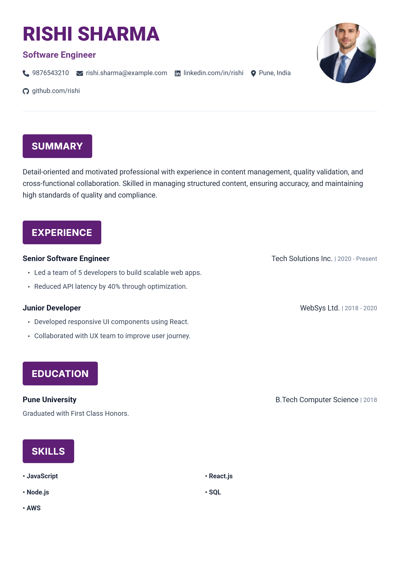 Boxed ATS resume template