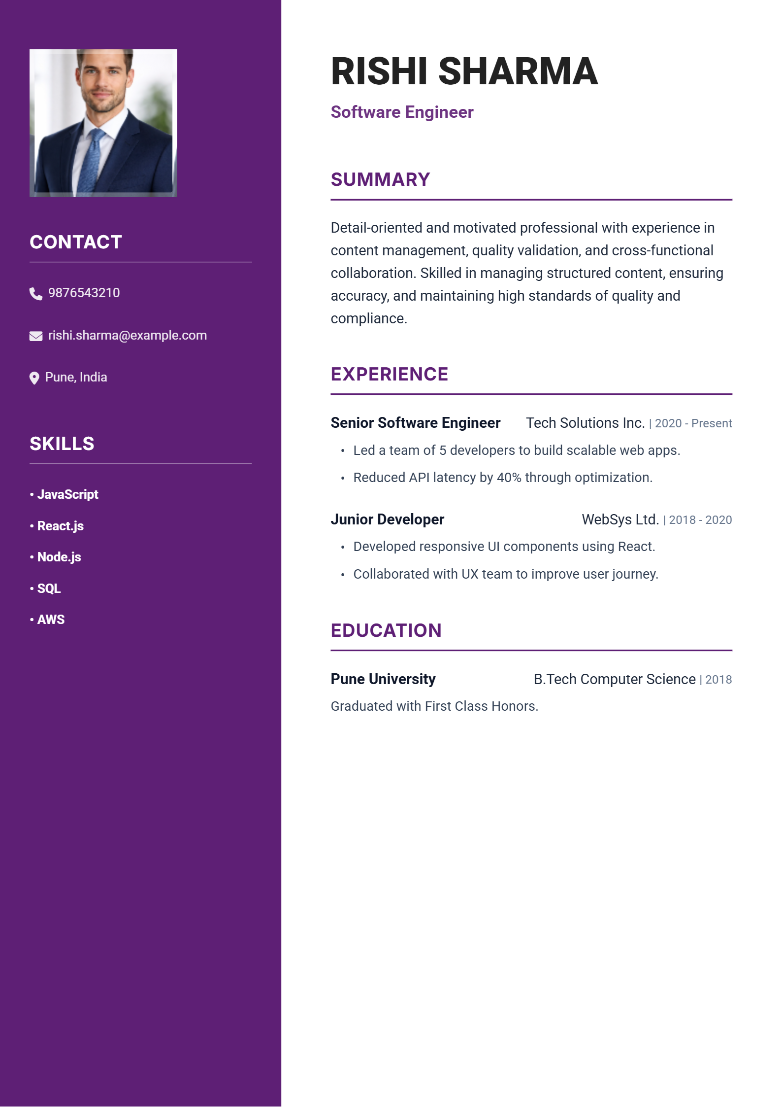 Modern Box ATS resume template